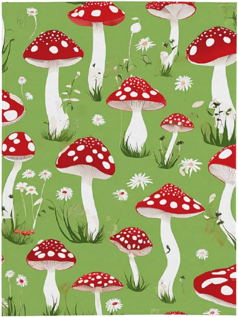 713AdA5SIL._AC_SL1500_.jpg (Cartoon Mushrooms) Blankets, Throw Blanket for Couch Bed Sofa 80 x 60 inches Cozy Soft Summer Flannel Blanket Office Home Essentials Decor Teacher Gifts, Black - Image 2