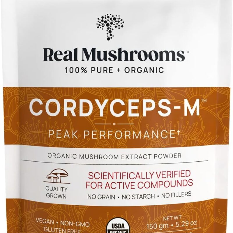Real Mushrooms Cordyceps Powder - Performance Mushroom Extract with Organic Militaris for Energy Immune Support Vegan Supplement, Non-GMO, 150 Servings