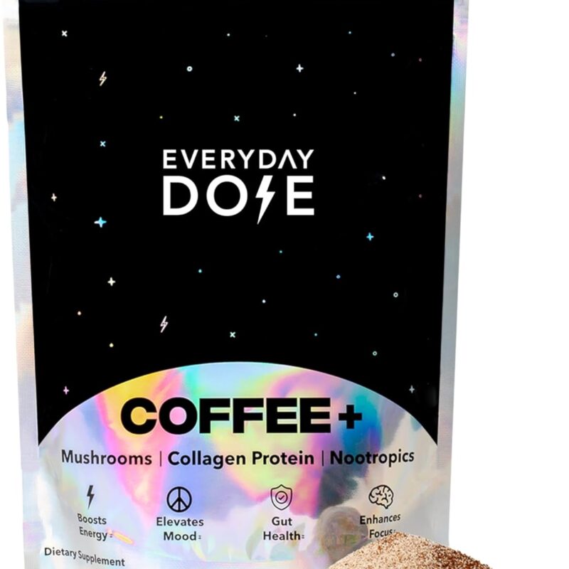 The Mushroom Coffee by Everyday Dose Premium Coffee Extract with Grass-Fed Collagen, Chaga, Lions Mane & L-Theanine for Better Focus, Energy, Digestion, Skin, and Immunity 30 Servings