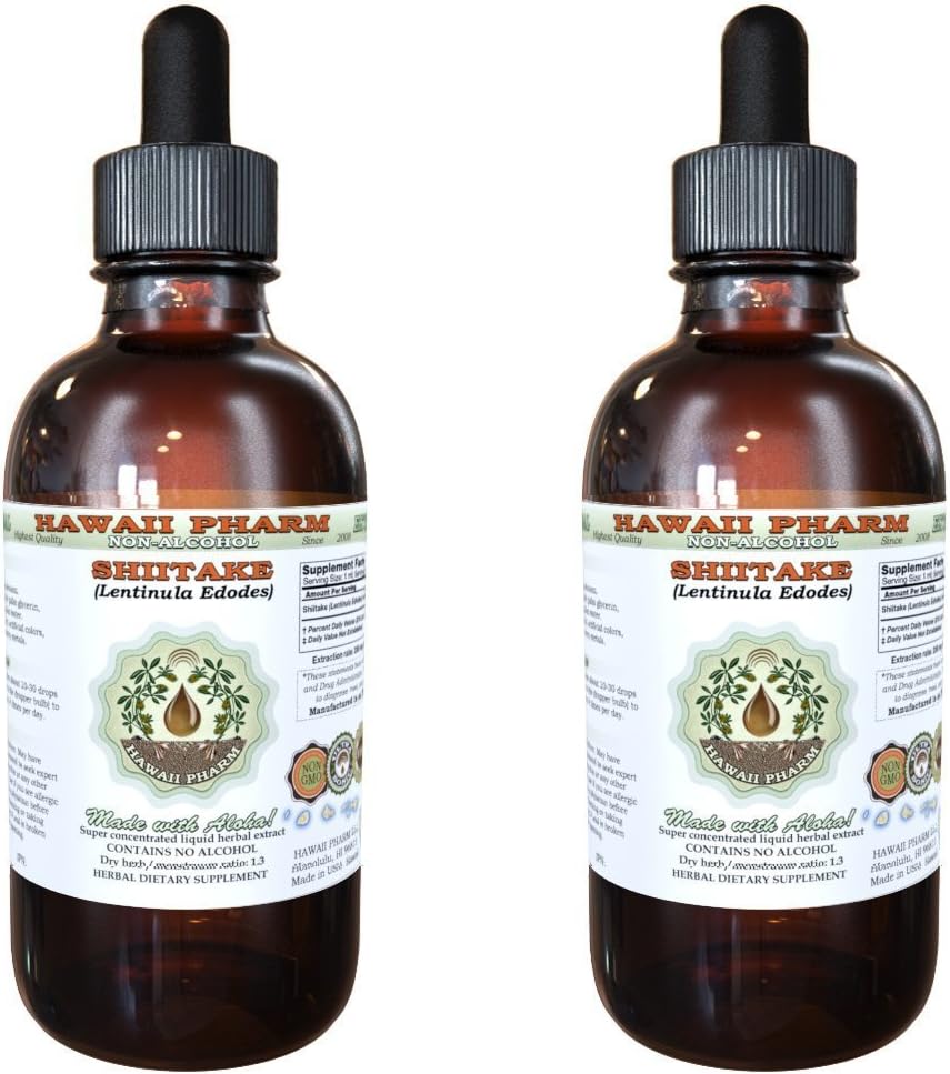 710zsuZpjXL._AC_SL1000_.jpg Shiitake Alcohol-Free Liquid Extract, Organic Shiitake (Lentinula Edodes) Dried Mushroom Glycerite Natural Herbal Supplement, Hawaii Pharm, USA 2x4 fl.oz