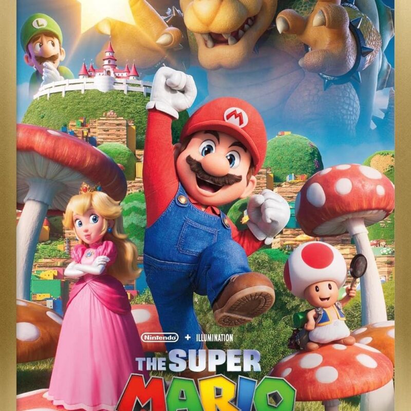 Trends International The Super Mario Bros. Movie - Mushroom Kingdom Key Art Wall Poster, 34L x 22.4W, Gold Framed Version