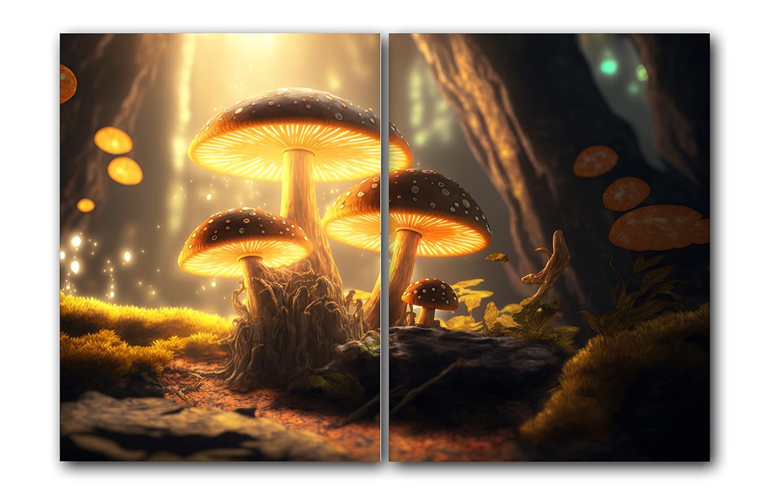 713unNutpJL._SL1500_.jpg Glowing Mushrooms, Forest Wild Plants, Set of 2 Poster Prints, Wall Art Décor, Multiple Sizes (18 x 24 Inches)