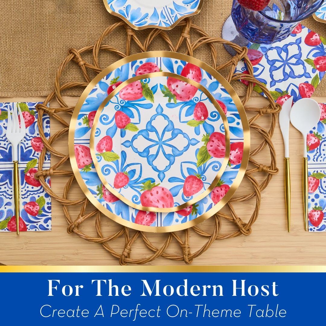 714706lF-pL._AC_SL1080_.jpg Sophistiplate 64Pcs Tableware Set. Decorative Paper Plates. Premium, Heavyweight Plates for Party Decorations. Party Supplies Set Includes Dinner, Salad, Plates & Napkins - Image 4