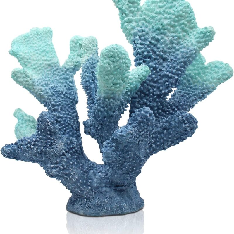 Blue Coral Decor Coral Reef Faux Artificial Coral Decor Resin Coral Statue Nautical Decor Tabletop Decoration Home Living Room Decor (7.8in Tall)
