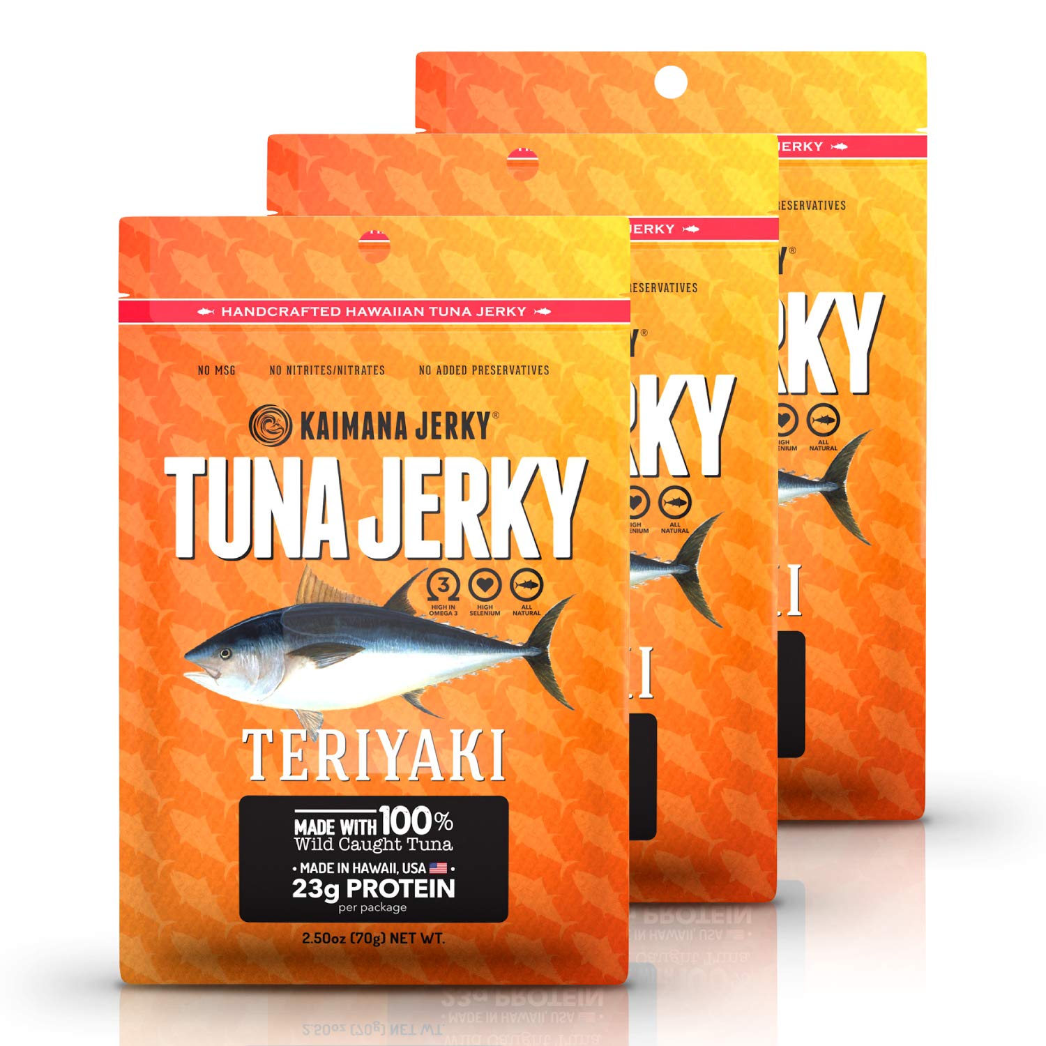 714Uv4q01ML._SL1500_.jpg Kaimana Wild-Caught Ahi Tuna Jerky - Teriyaki | Rich in Omega-3s & High in Protein | All-Natural & Organic Fish Jerky (3 pack, 2 oz)