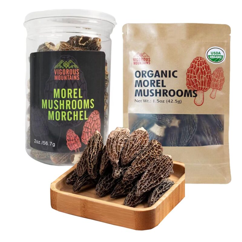 VIGOROUS MOUNTAINS Dried Morel Mushrooms (2) and Organic Morel 1.5Oz