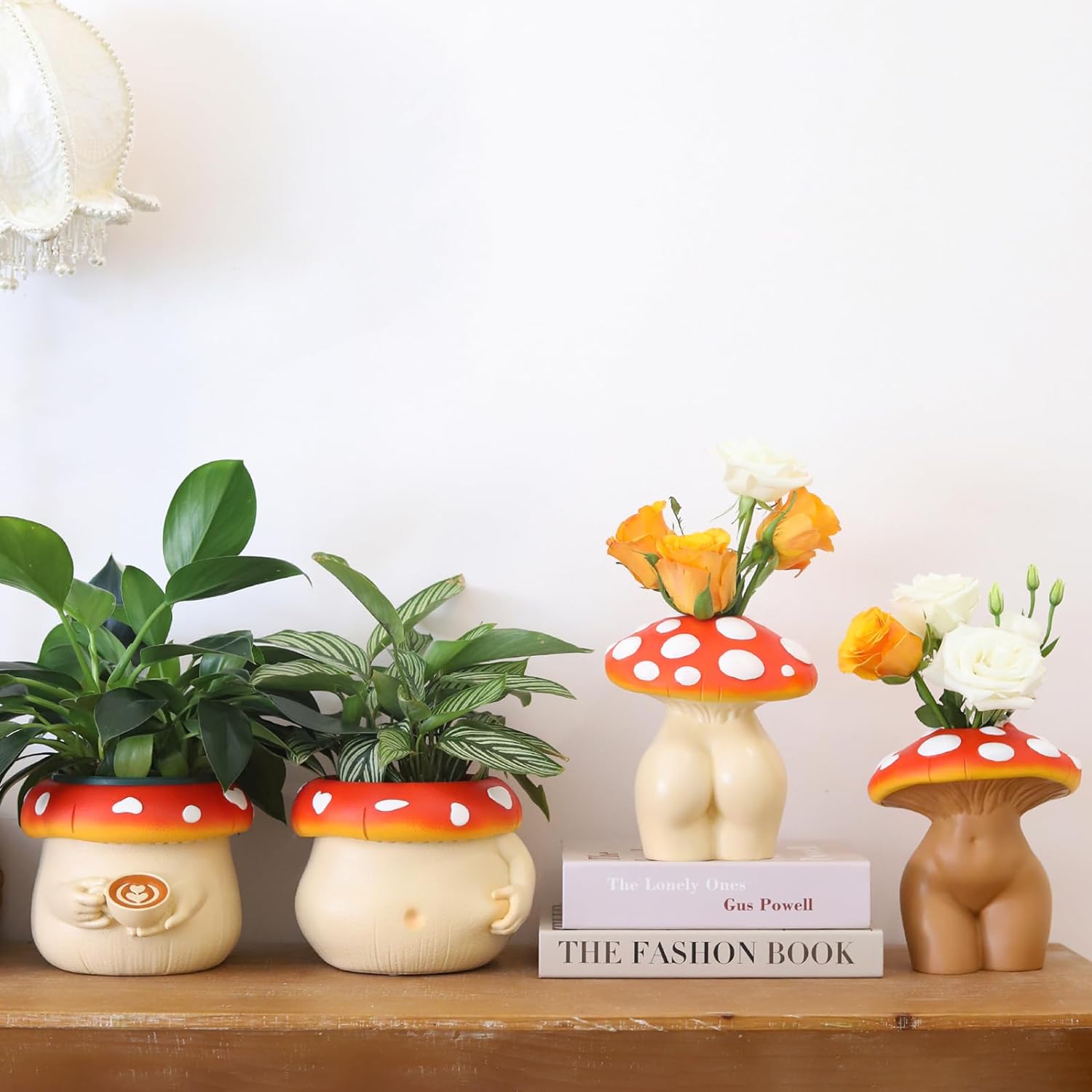 715t-TjffpL._AC_SL1500_.jpg GUGUGO Mushroom Lady Body Vase for Flower, Funky Mushroom Decor, Eclectic Lady Form Butt Vases for Flowers - Image 4