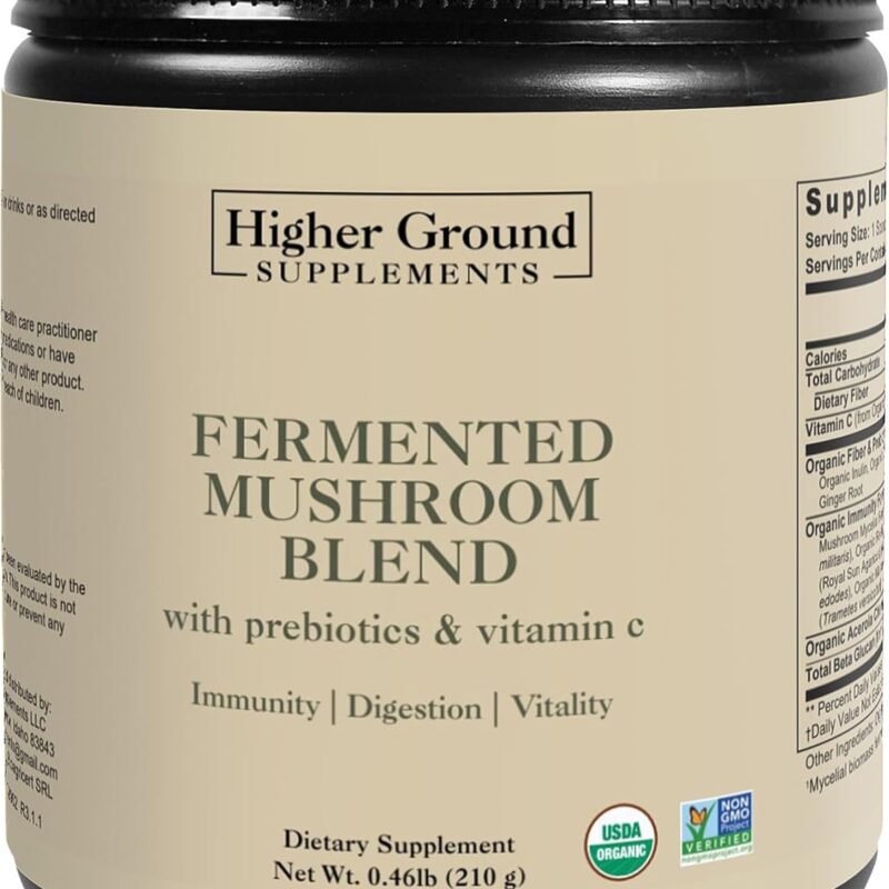 Fermented Mushroom Blend | from 6 Premium Grown Mushrooms | Prebiotics, Fibers, and Vitamin C for Immunity | Non-GMO | Gluten-Free | 210g