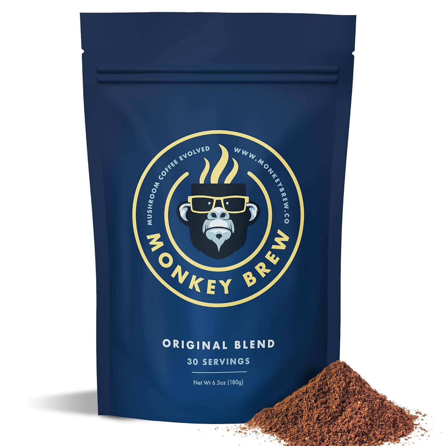 7179W-iWqGL._SL1500_.jpg Monkey Brew - Organic Mushroom Coffee Alternative Drink - Lion's Mane, Cordyceps, Turkey Tail, Maitake, Ashwagandha, Turmeric, Cacao - Nootropic Promotes Calmness Energy Focus & Gut Health, 30 Serving - Image 8
