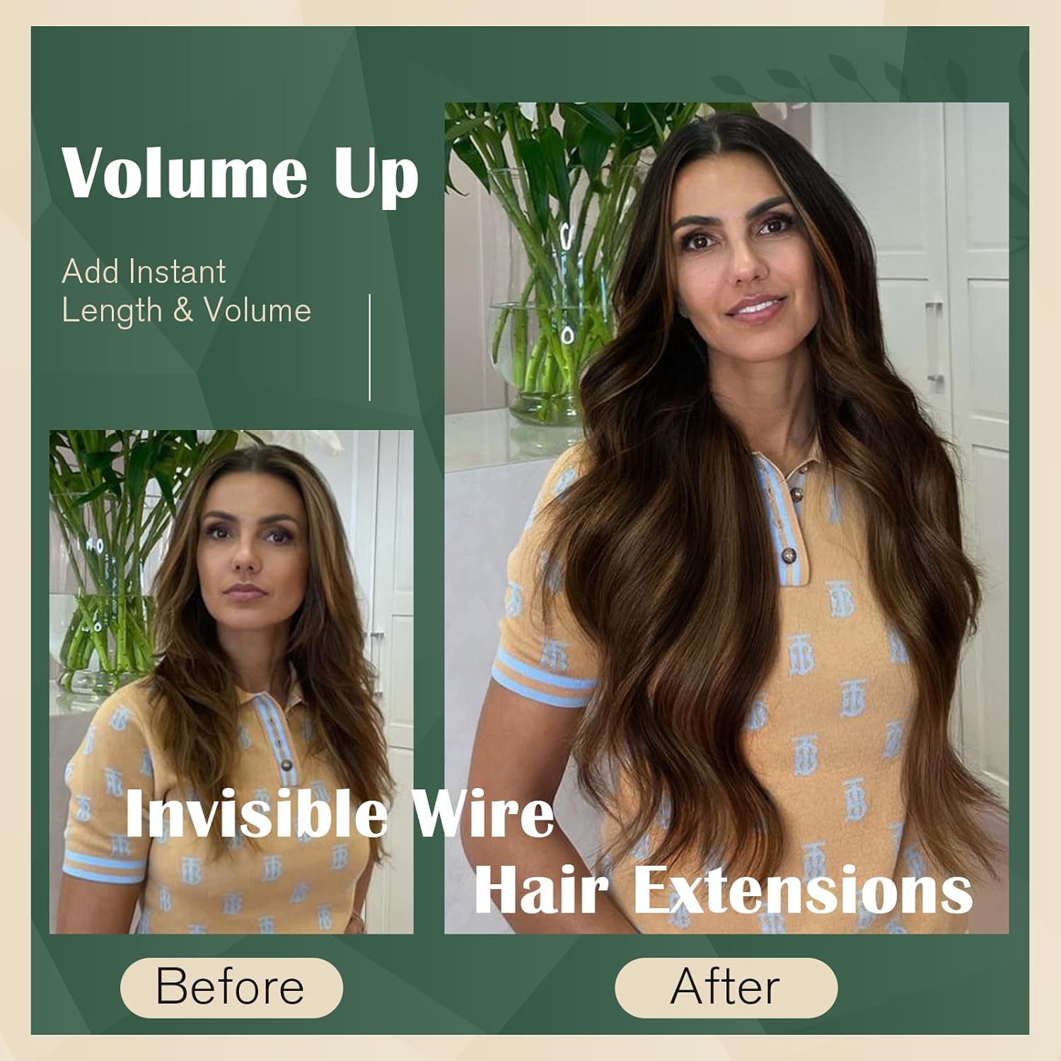 717GnKOJ28L._SL1500_.jpg Ugeat Wire Hair Extensions Human Hair Brown Remy Invisible Wire Hair Extensions Balayage Dark Brown Mix Chestnut Brown Hair Extensions Real Human Hair Silky Straight 80g 18 Inch - Image 5