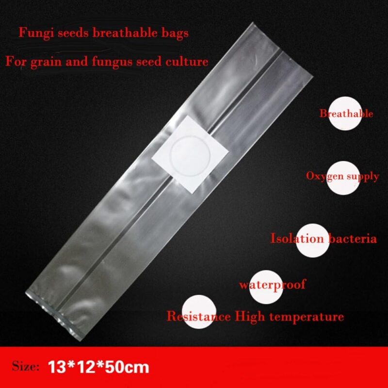 SUCOHANS 100 Count Mushroom Bags/Mushroom Grow Bags/Farm Mushroom Spawn/Sealable Spawn/Myco Bags, Medium Size 5" X 5" X 19",0.2 Micron Filter, 2.5 Mil Polypropylene,for Substrate Autoclavable