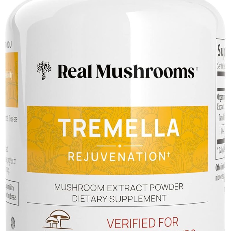 Real Mushrooms Tremella Mushroom Extract 300 ct Blend for Immune Support, Brain, and Skin - Vegan, Non-GMO, Organic Supplements Humans Support Supplement