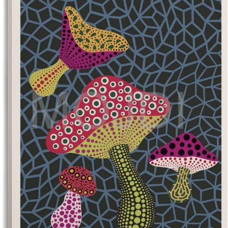 MOJDI Mushrooms By Yayoi Kusama Canvas Painting Wall Art Poster for Bedroom Living Room Decor 16x24inch(40x60cm) Frame-style