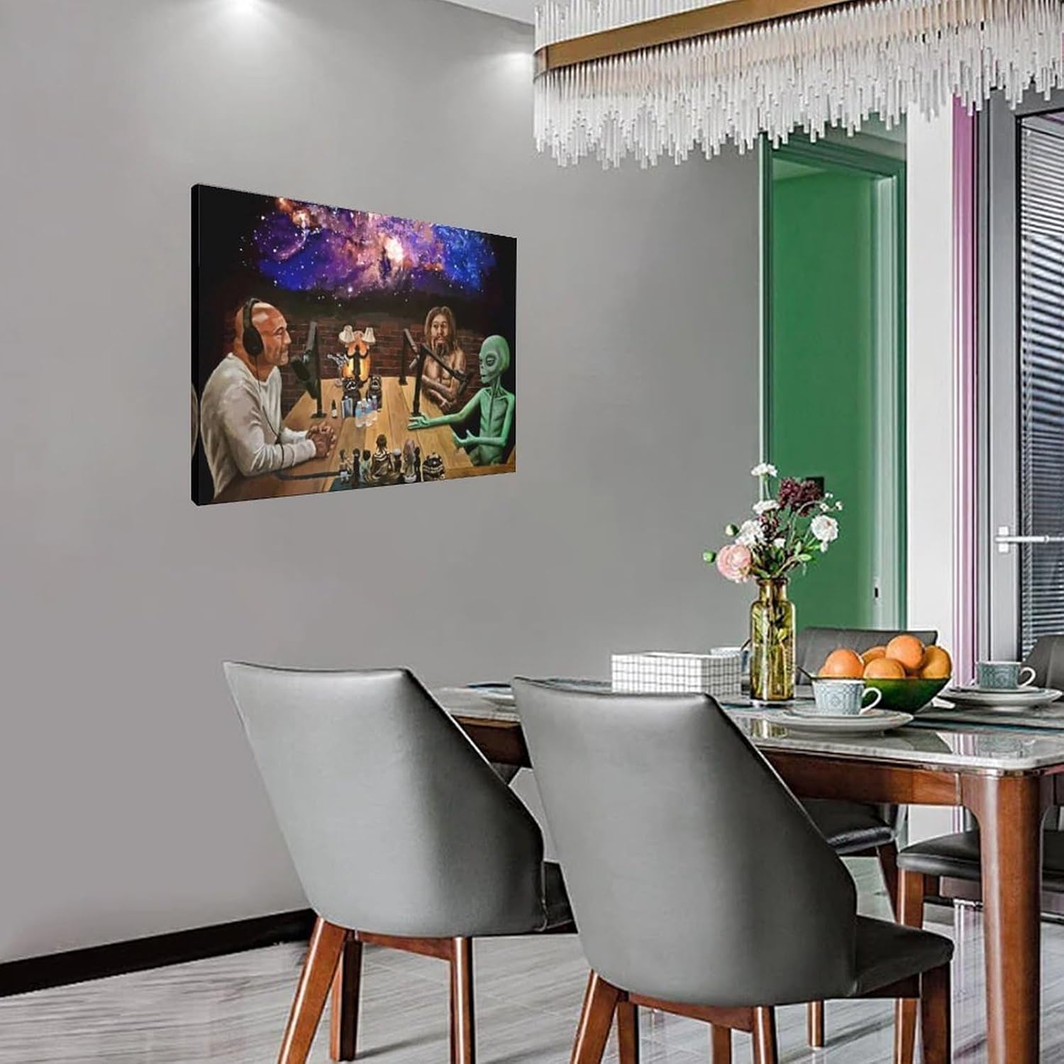 71BR-vssuCL._AC_SL1500_.jpg Joe Rogan Podcast Alien Abstract Poster Canvas Poster Wall Art Decor Print Picture Paintings for Living Room Bedroom Decoration Frame-style 36x24inch(90x60cm) - Image 2