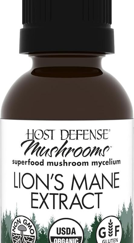 Host Defense Lion's Mane Extract - Brain Health Support Supplement for Focus & Memory Function - Immune & Nervous System Support Supplement - 1 fl oz (30 Servings)