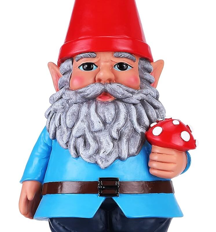 Garden Gnome Holding Mushroom - Funny Gnome Ornaments for Yard - Classic Gnomes Garden Decor - Great Decoration for The Outdoors - Larger Than Your Average Gnome at 14 Inches Tall