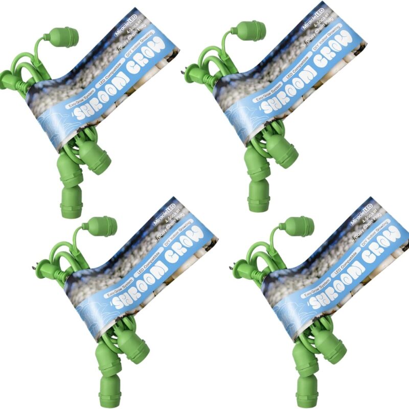 Miracle LED Shroom Indoor Grow 6-Foot 4-Socket Corded Lighting Fixture for Growing Oyster, Shiitake, Lions Mane Mushrooms ect. (4-Pack)