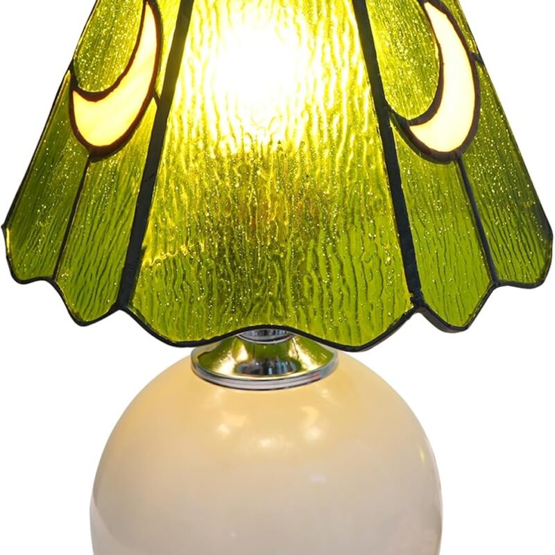 Mushroom Lamp-Small Bedside Table Lamp with Moon Glass, Nightstand Lamp for Bedroom, Living Room, Cafe, Bulb Included, Home Decor for Girls Women Birthday Christmas Thanksgiving Day, Green