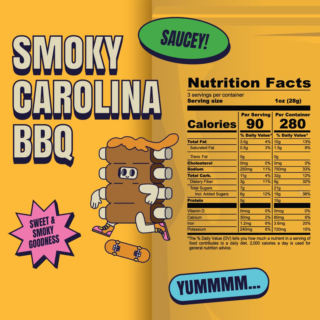 71EUFAdloL._SL1080_.jpg Louisville Vegan Jerky - Sweet & Smoky Carolina Mustard BBQ Vegan Meat - Lip-Smacking Vegan-Friendly & Vegetarian Jerky - Non-GMO Soy Protein, Gluten-Free High Protein Vegan Snacks (3oz) - Image 2