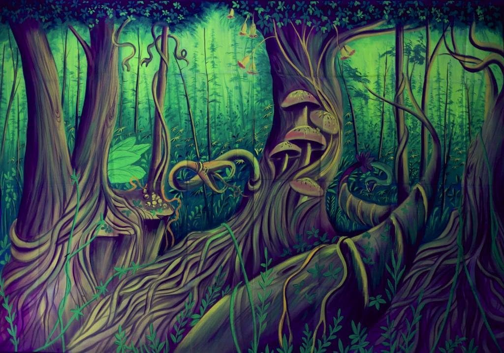 71Es3gT6U5L._AC_SL1024_.jpg UV Painting 78x59inch/200x150cm Psychedelic Nature Magic Mushrooms - Image 2