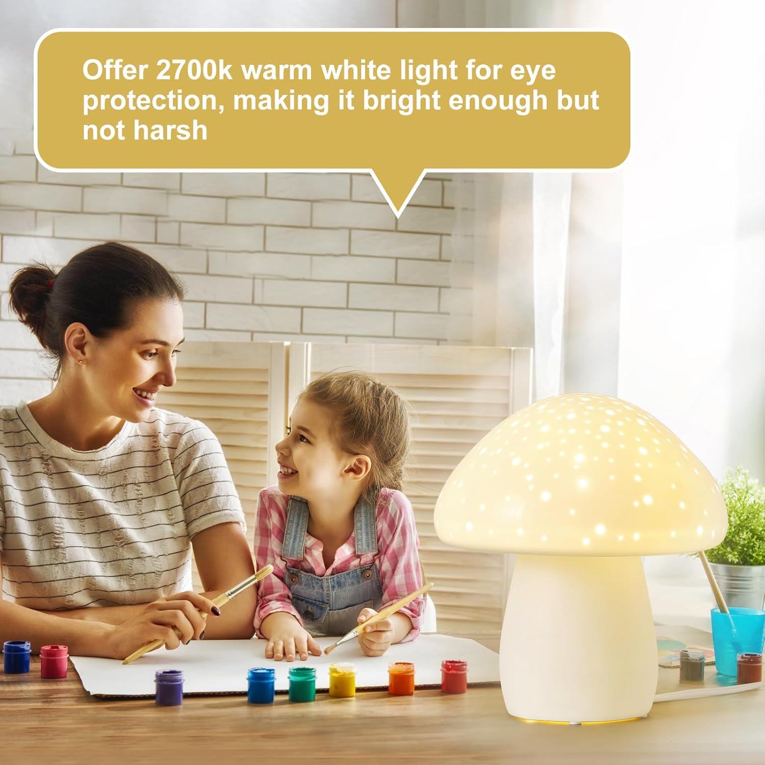 71GViLcvlfL._AC_SL1500_.jpg BOHON Mushroom Lamp, Ceramic Bedside Table Lamp for Bedroom Nightstand, Cute Night Light LED Small Lamp for Living Room Kids Home Office Desk Nursery Decor Girl Gifts, LED Bulb Included, White - Image 5