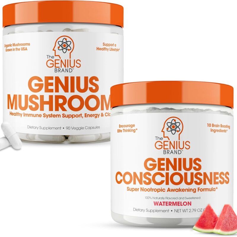 Genius Nootropic Supplement Bundle - Mushroom and Consciousness – Supports Immune System,Focus, Energy and Brain Booster