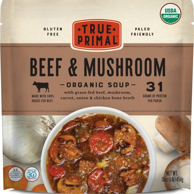 True Primal Beef & Mushroom Organic Soup 8-pack, Ready to eat, Gluten free, Paleo, Grass-fed beef, Whole30, Keto, AIP, Bone broth