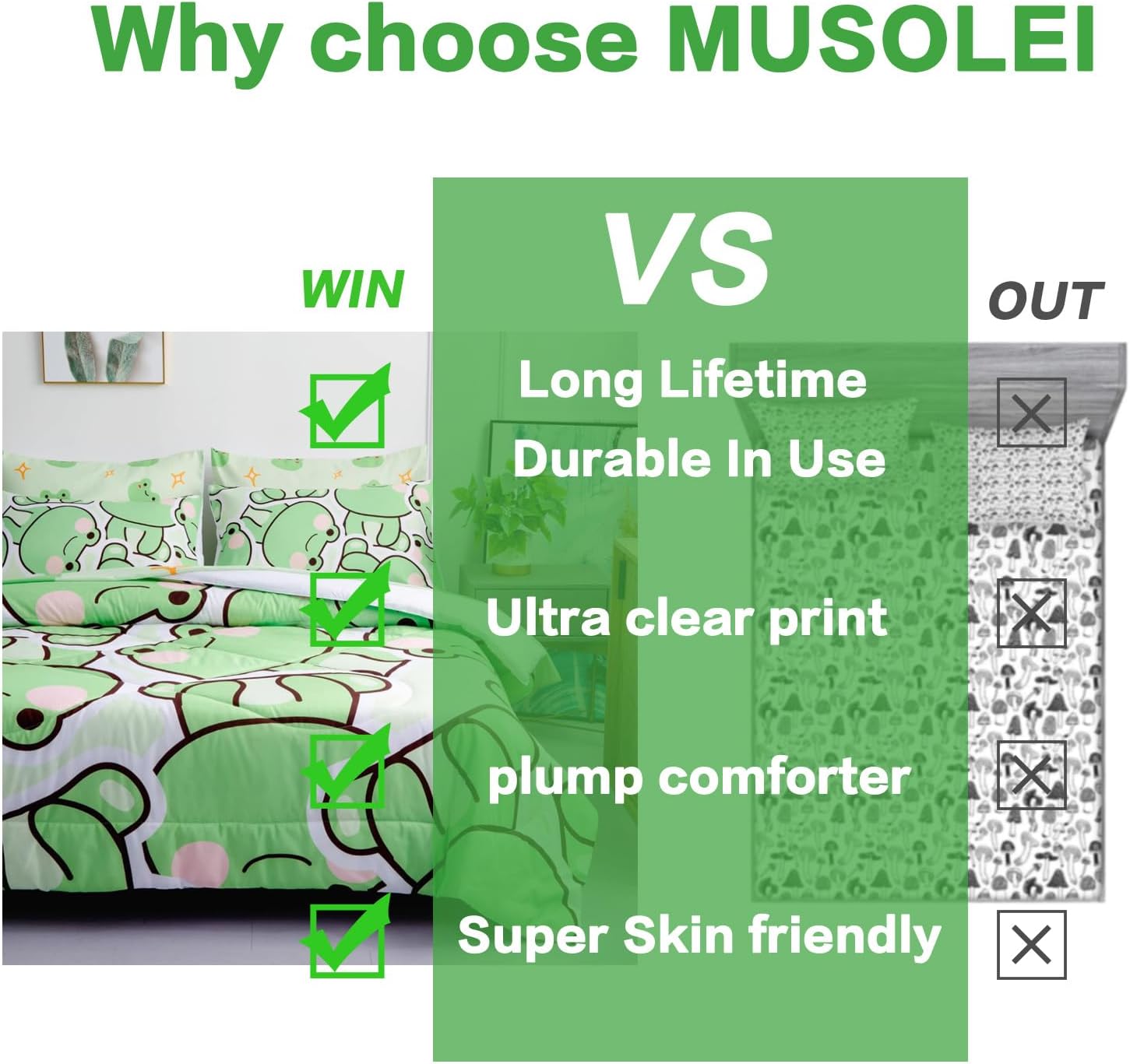 71KEaygtDXL._AC_SL1500_.jpg MUSOLEI 7 Piece Frog Comforter Set Frog Bedding for Kids Boys and Girls Frog sheets set Frog Bedding set Twin Size Bedding Sets for All Season (1 Comforter, 1 Flat Sheet, 1 Fitted Sheet, 4 Pillowcase) - Image 3