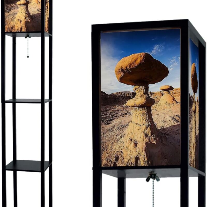 Hoodoos Goblin Valley State Park in Utah Floor Lamps with Shelves, Modern Standing Lamp Narrow Corner Display Bookshelf Lamp for Living Room, Bedroom, Office Decor
