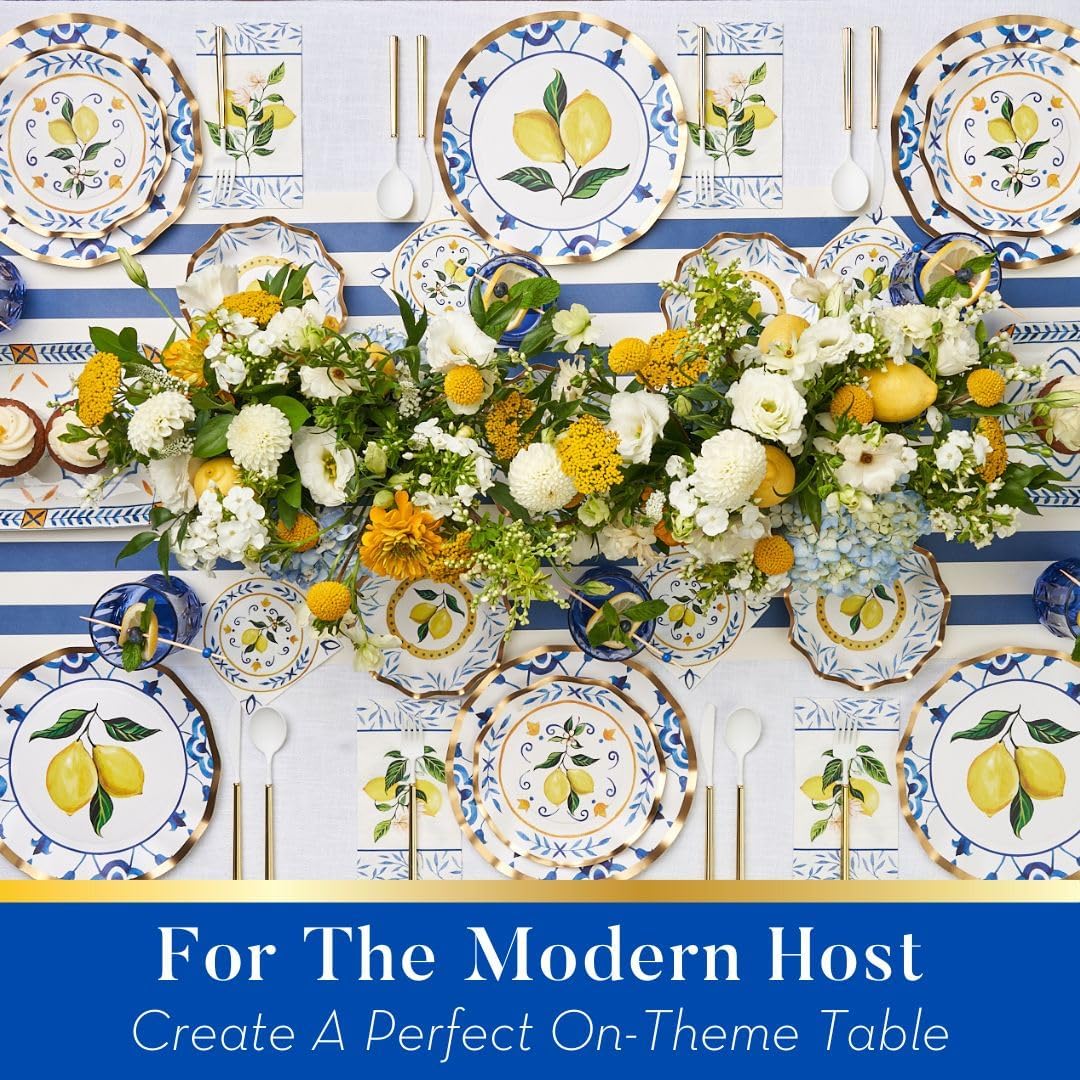 71LP35nRIPL._AC_SL1080_.jpg Sophistiplate 64Pcs Tableware Set. Decorative Paper Plates. Premium, Heavyweight Plates for Party Decorations. Party Supplies Set Includes Dinner, Salad, Plates & Napkins - Image 4