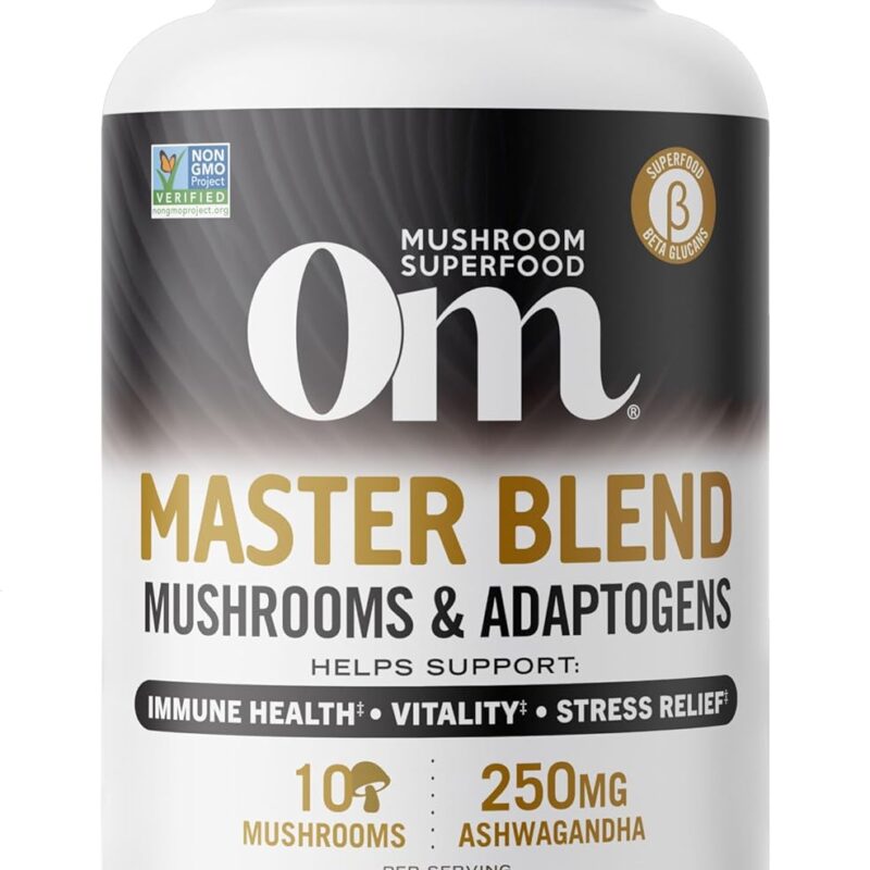 OM Mushroom Superfood Master Blend Mushrooms Capsule and Hot Chocolate Mushroom Powder Bundle