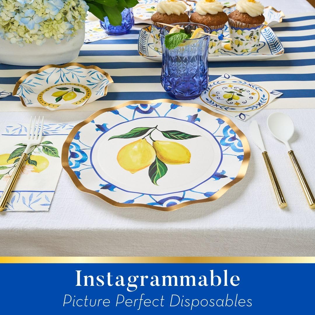 71MQGyut7iL._AC_SL1080_.jpg Sophistiplate 64Pcs Tableware Set. Decorative Paper Plates. Premium, Heavyweight Plates for Party Decorations. Party Supplies Set Includes Dinner, Salad, Plates & Napkins - Image 3