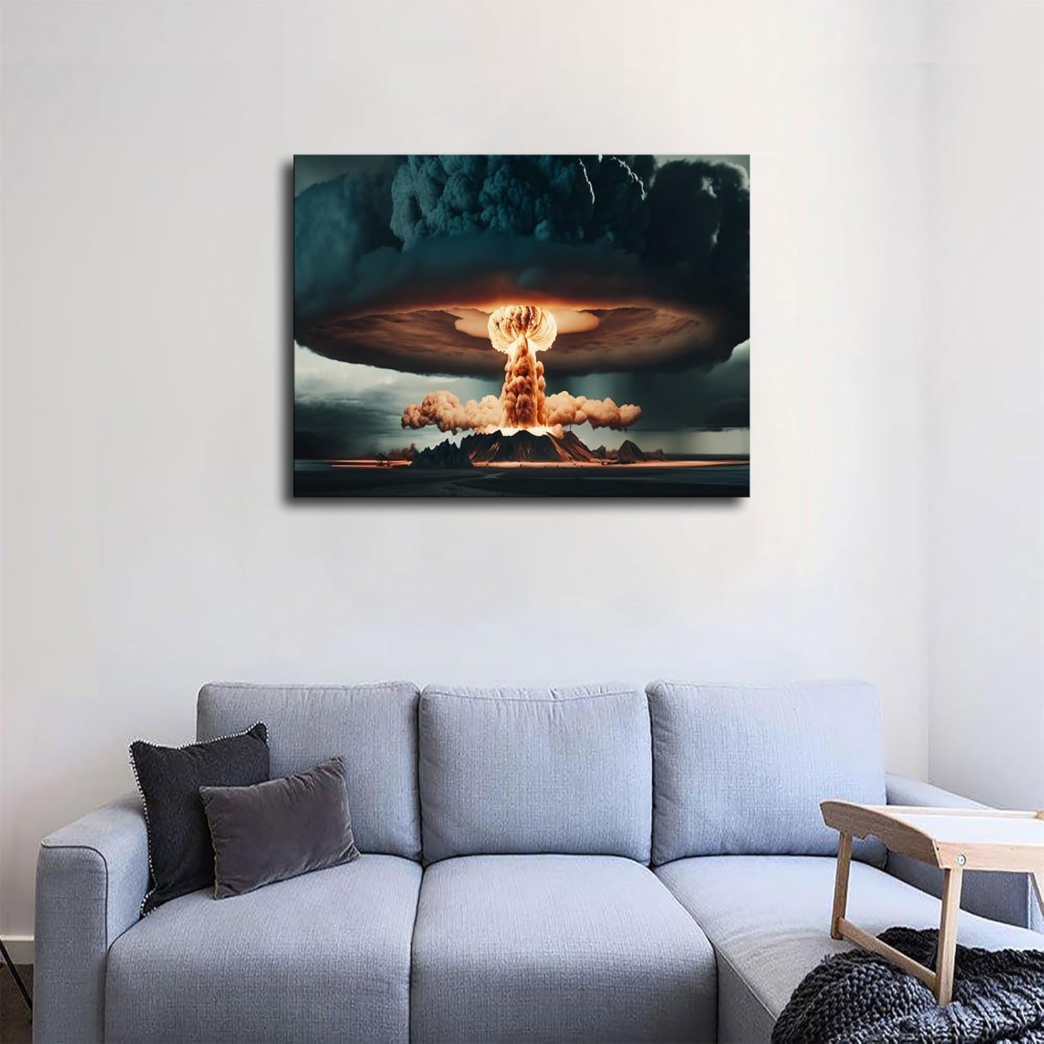 71MgSz8dw0L._AC_SL1500_.jpg Atomic Bomb Nuclear Explosion Mushroom Cloud Poster Painting Giclée Canvas Print for Home Room Office Decoration Gift with Or Without Frame (Framed,16×20inch) - Image 2