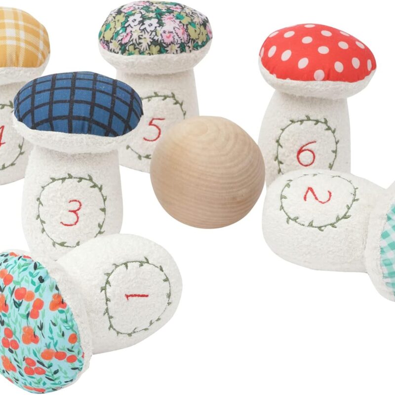 Manhattan Toy Decorative 8-Piece Soft Toadstool Junior Bowling Set for Kids 3 Years and Up