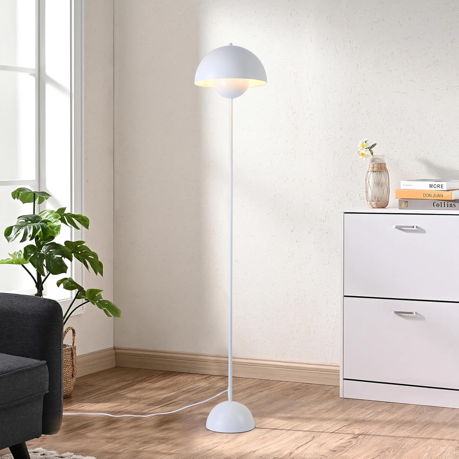 71O-4AbgyiL._AC_SL1500_.jpg Mid Century Tall Standing Floor Lamp, White Bud Modern Bright Floor Lamps for Living Rooms & Bedrooms, Lighting Lamp Metal Floor Lights for Corner illumination-E26 Socket(No Bulb)