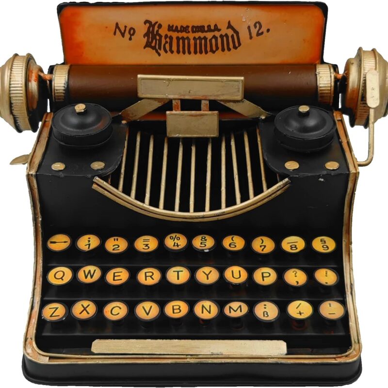 Money Bank Retro Vintage Tin Antique Typewriter Model Piggy Bank Coin Bank Classic Decoration for Home Shoot Movie Props