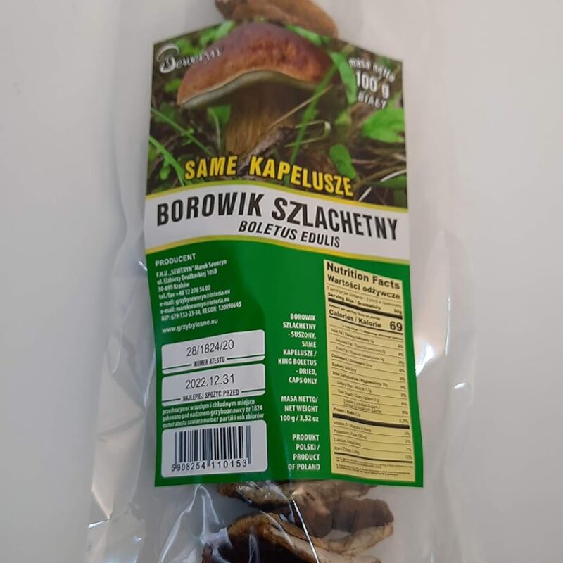 Seweryn Dried Porcini Mushrooms Borowik Szlashetny Whole Caps String GMO Free 100 gr / 3.52 Oz from Poland