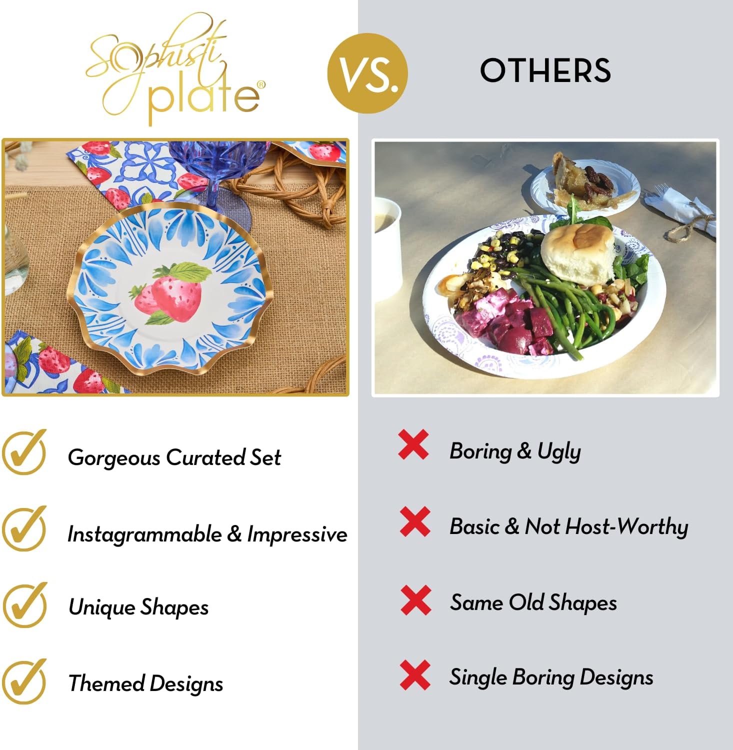 71QACqTQ2VL._AC_SL1500_.jpg Sophistiplate 64Pcs Tableware Set. Decorative Paper Plates. Premium, Heavyweight Plates for Party Decorations. Party Supplies Set Includes Dinner, Salad, Plates & Napkins - Image 6