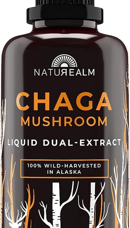 Naturealm Chaga Mushroom Liquid Tincture Supplement – Immune Support, Antioxidant Boost & Hair, Skin, Nail Health, Vegan, Non-GMO – Wild-Harvested Fruiting Bodies, 2 Month Supply