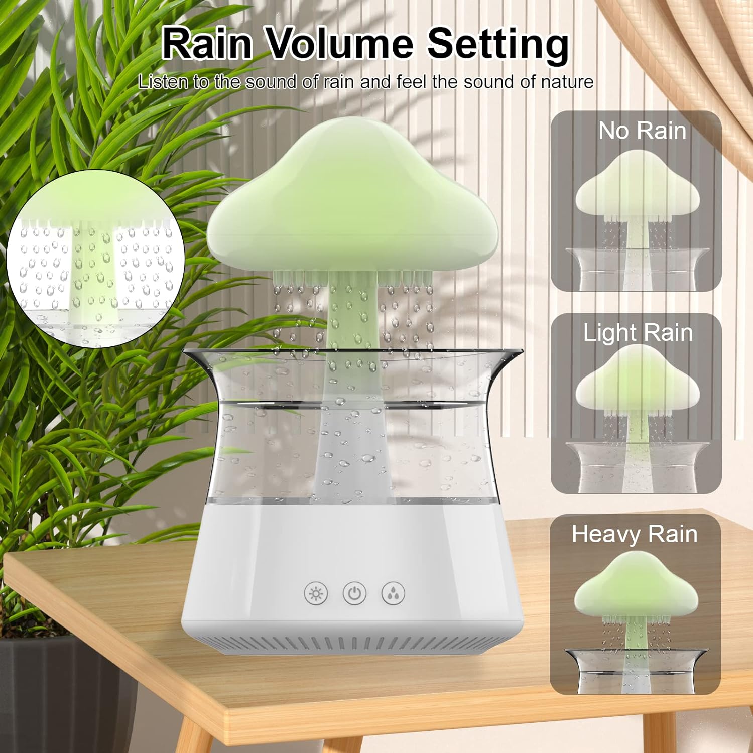 71TX7GrT4oL._AC_SL1500_.jpg Cloud Rain Humidifier for Bedroom & Large Room Water Drip Humidifier with Remote Waterfall Lamp Mushroom Humidifier Rain Sounds White Noise Humidifier Air Humidifiers for Bedroom Desk (White) - Image 6