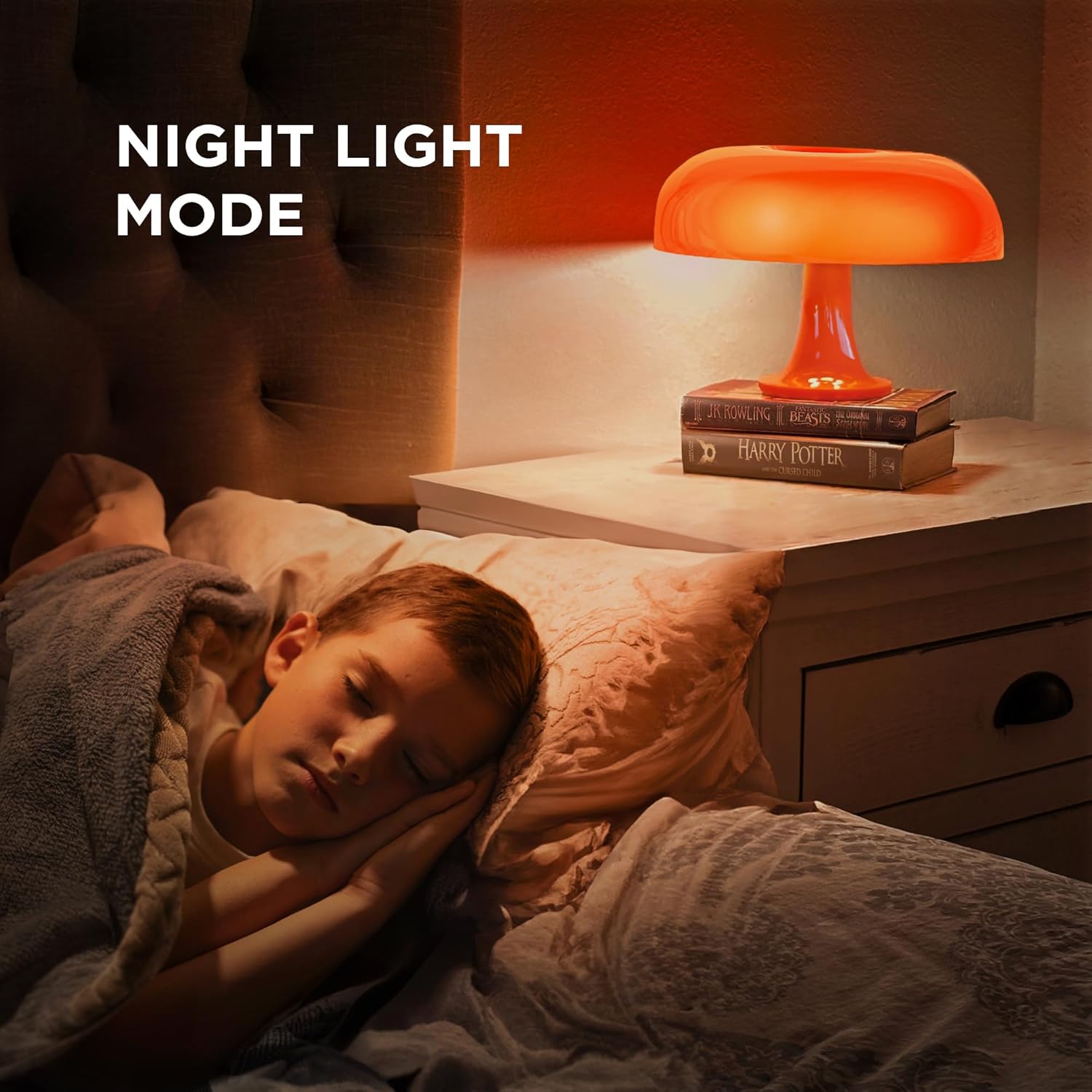 71Z2ueO9-9L._AC_SL1500_.jpg Emberela Orange Mushroom Lamp, Dimmable Retro Table Lamp - 3 Light Temperatures, Remote-Controlled - Mid-Century Donut Shaped LED 70s Lamp - Cozy, Nostalgic Vibe for Any Room - Image 6