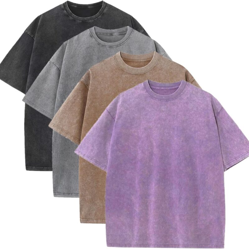 Men's Acid Wash T-Shirts Oversized Unisex T Shirt Cotton Short Sleeve Shirts Casual Tee for Women