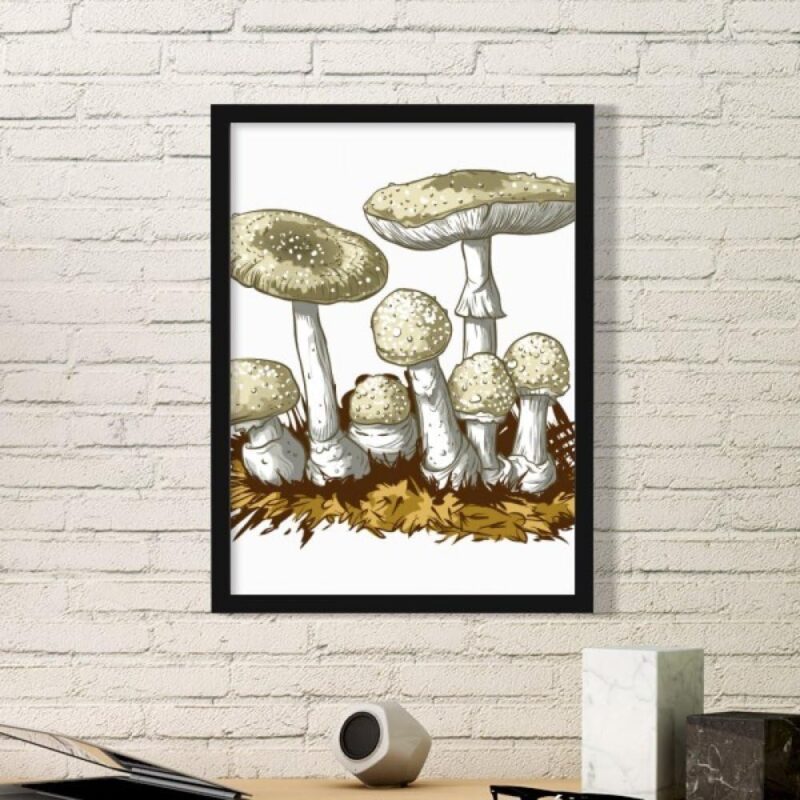 DIYthinker Cute White Mushroom Pattern Illustration Simple Picture Frame Art Prints Paintings Home Wall Decal Gift