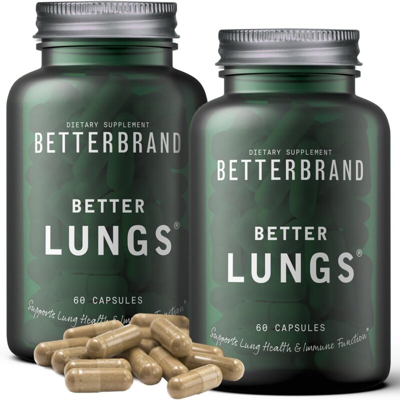 Betterbrand BetterLungs Daily Respiratory Health Supplement (60 Capsules) | with Vitamin D, Elderberry, Ginseng, Mullein, and Reishi Mushroom | for Lung Health and Allergy Relief (Pack of 2)