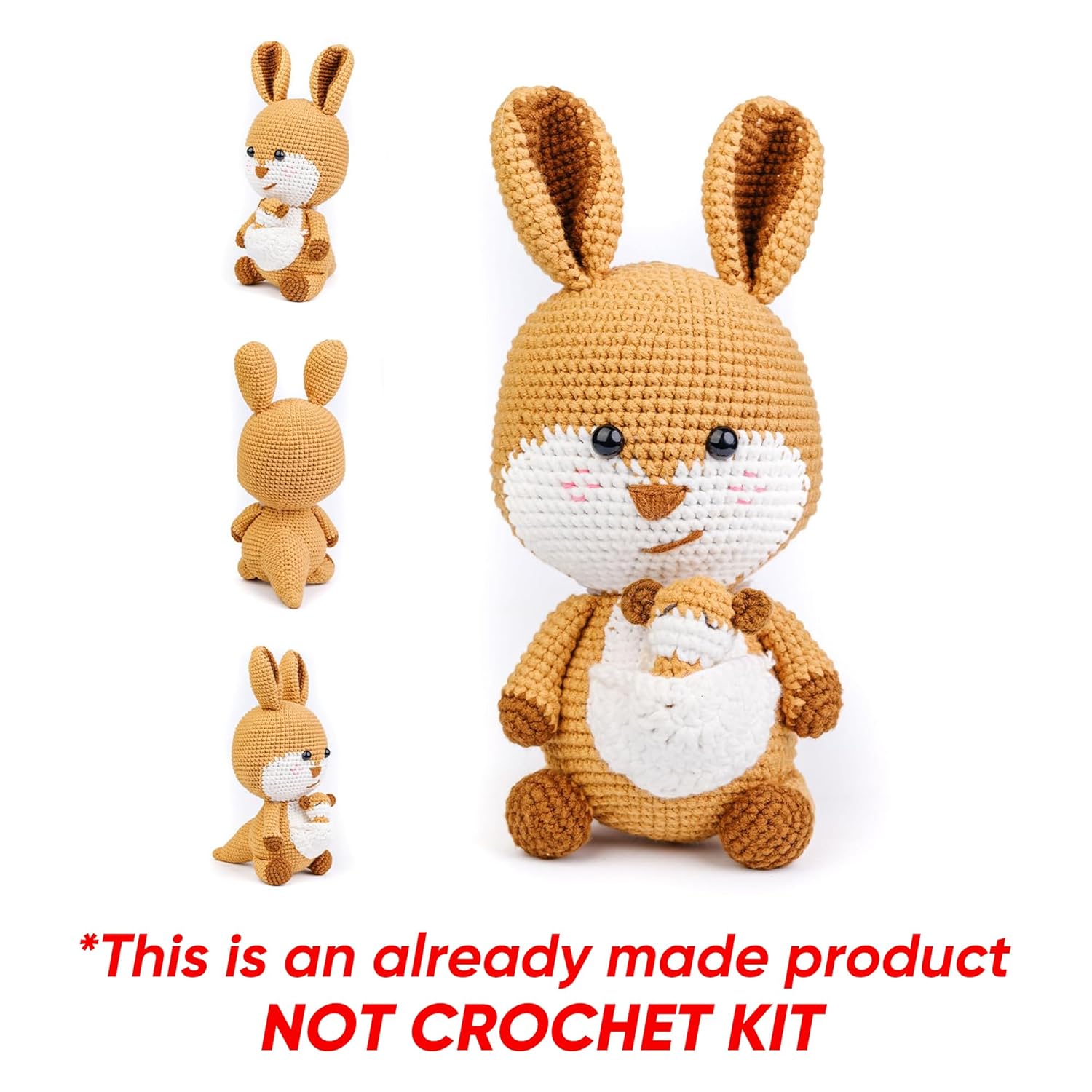 71cDmRS5yvL._SL1500_.jpg Already Made Kangaroo, Emotional Support Toys, Crochet Stuffed Handmade Toys, Hand Crafted Kangaroo, Mink Wool Material, Special Gift, 12x25x14 cm - Image 2