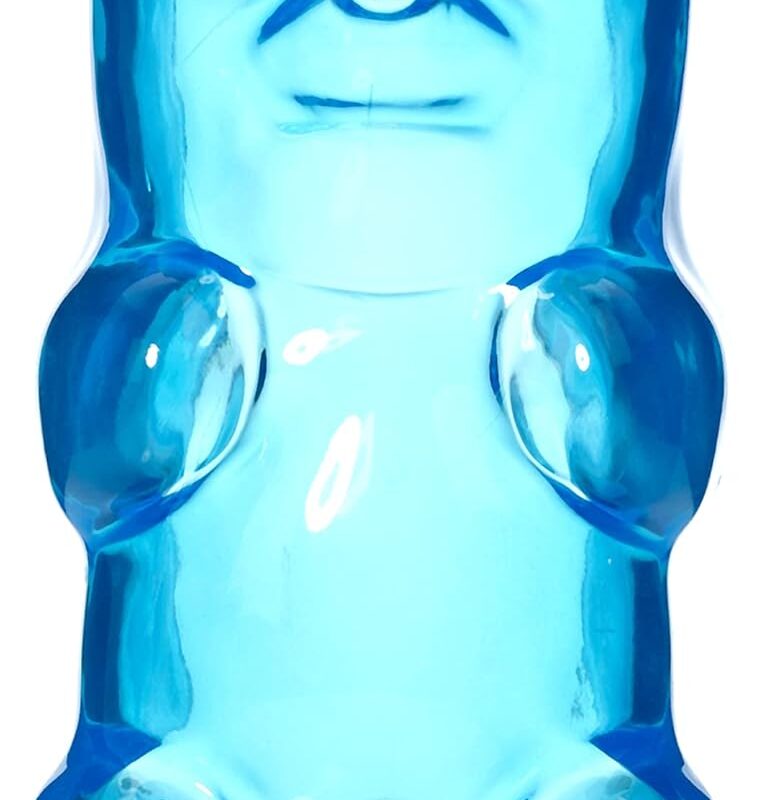 Gummygoods Squeezable Gummy Bear Night Light - Rechargeable, Portable, Squishy Lamp, 60-Min Sleep Timer for Kids & Adults, Baby Nursery, and Dorm Rooms - (Blue)