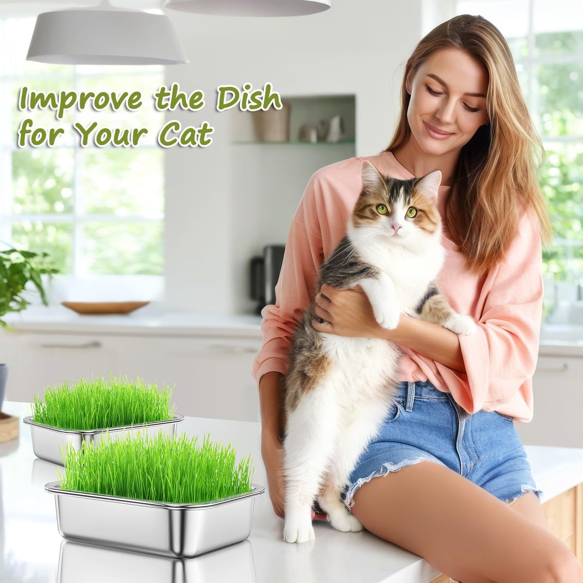 71cHDD-KGPL._AC_SL1200_.jpg FANHAO 2-Pack Sprouting Tray Kit, Stainless Steel Soil-Free Cultivation Germination Tray, Healthy Wheatgrass Grower Sprouting Container Kit Nursery Tray for Indoors Plant Seedlings - Image 6