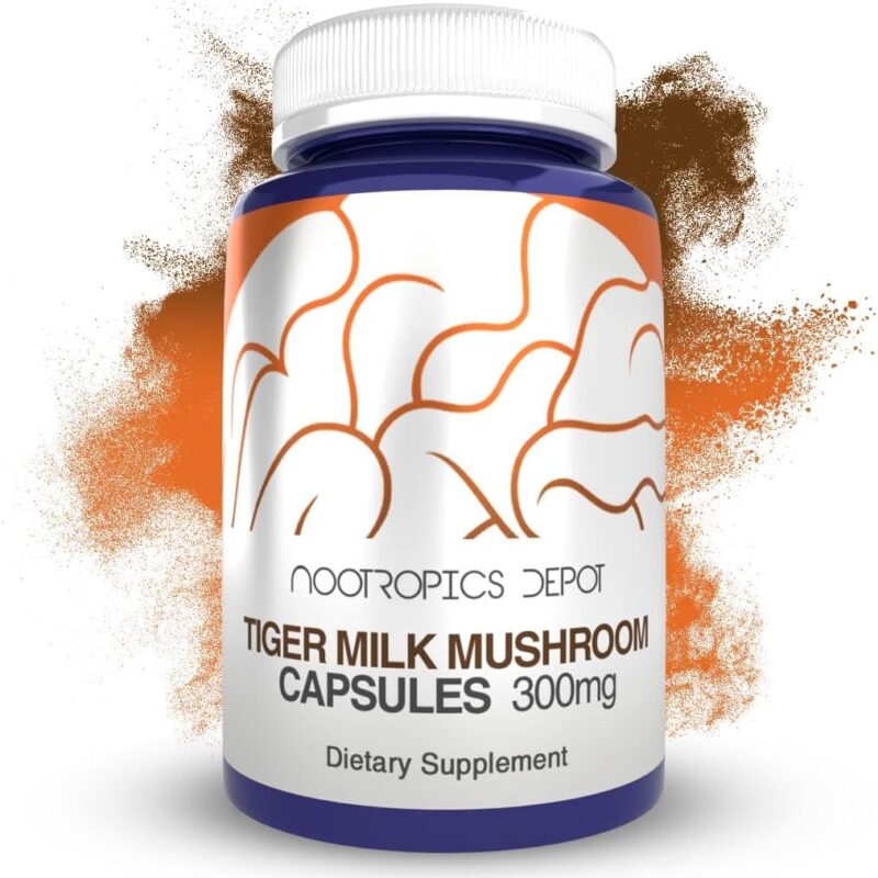 Nootropics Depot Tiger Milk Mushroom Capsules | 300mg | 60 Count | Lignosus rhinocerus Sclerotium | Cognition, Histamine, & Respiratory Support