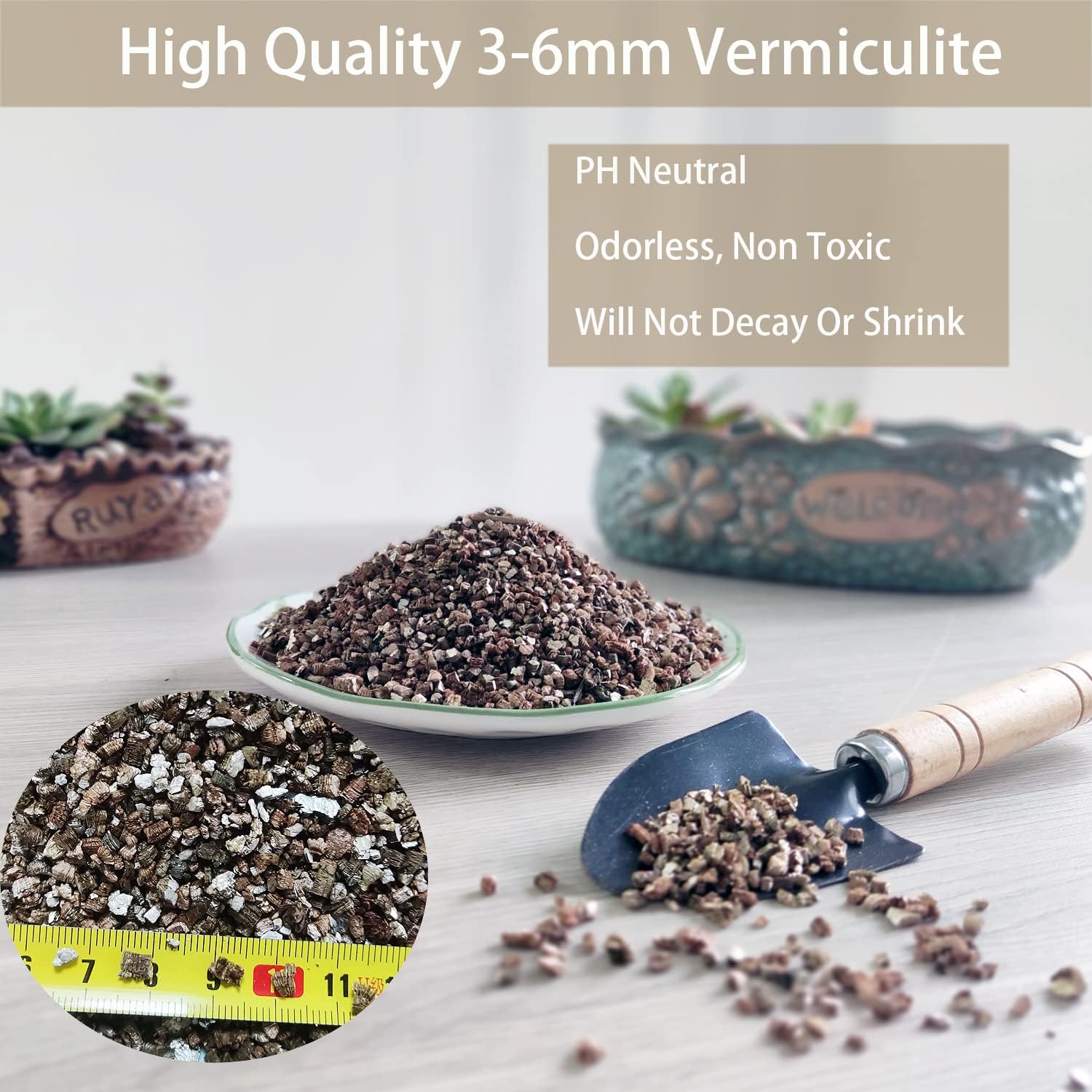 71gc9yW5RL._AC_SL1500_.jpg Natural Coarse Vermiculite 5QT for Plants Organic Occurring Mineral Potting Mix Grow Medium for Potted Plants, Hydroponics, Terrariums, Orchids, Mushroom Growing Or Reptile Habitats - Image 2