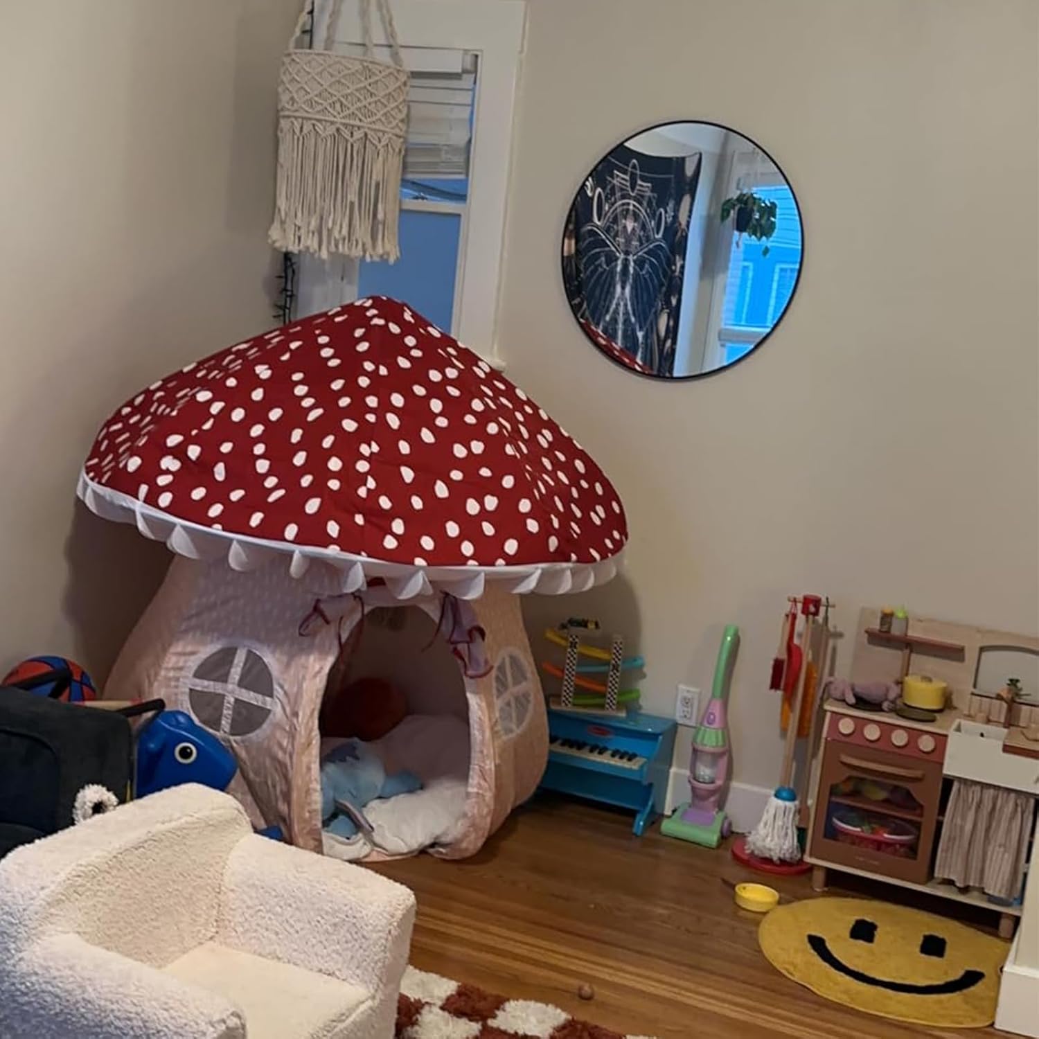 71gvVejERZL._AC_SL1500_.jpg Asweets Mushroom Tent Kids Playhouse Tent – Boys and Girls Play Fort with Exquisite Design for Imaginative Indoor/Outdoor Play Tent - Image 8